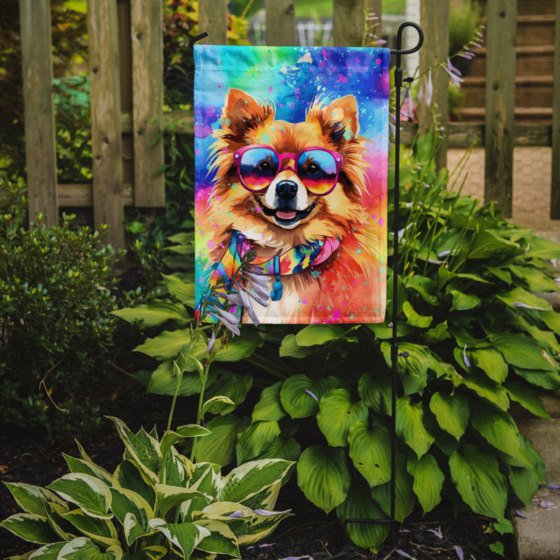 Drapeau de jardin Hippie Dawg, Poméranien bleu marine