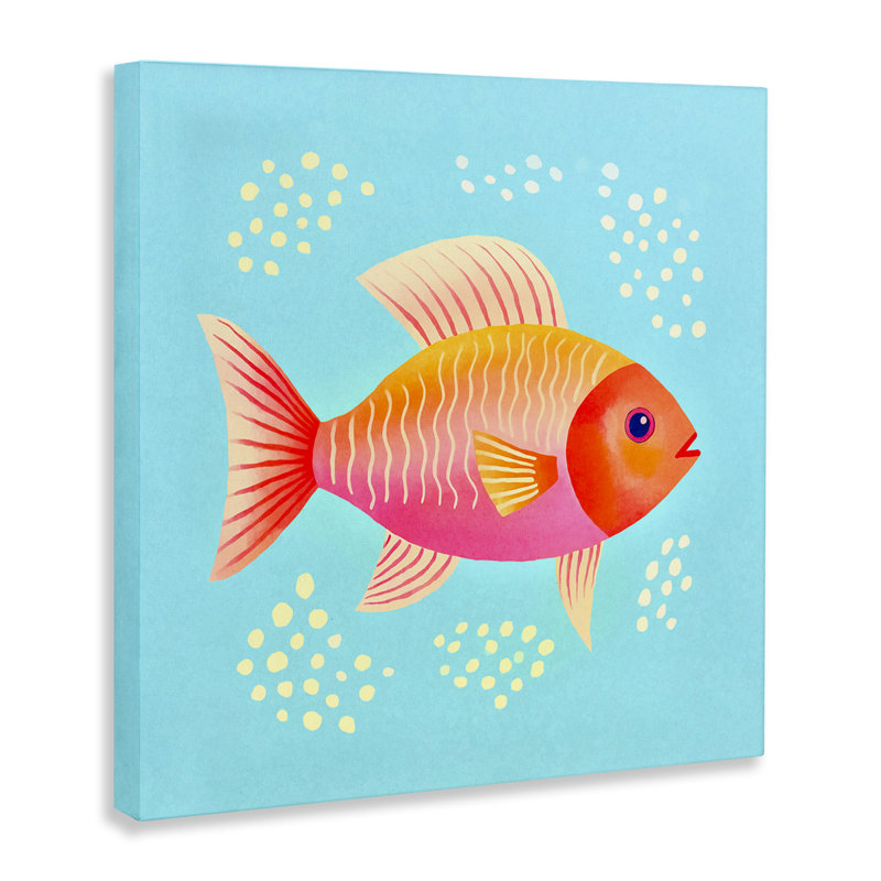 "Whimsical Orange Fish", art mural par Andrea Haase, H 17 po x l 17 po
