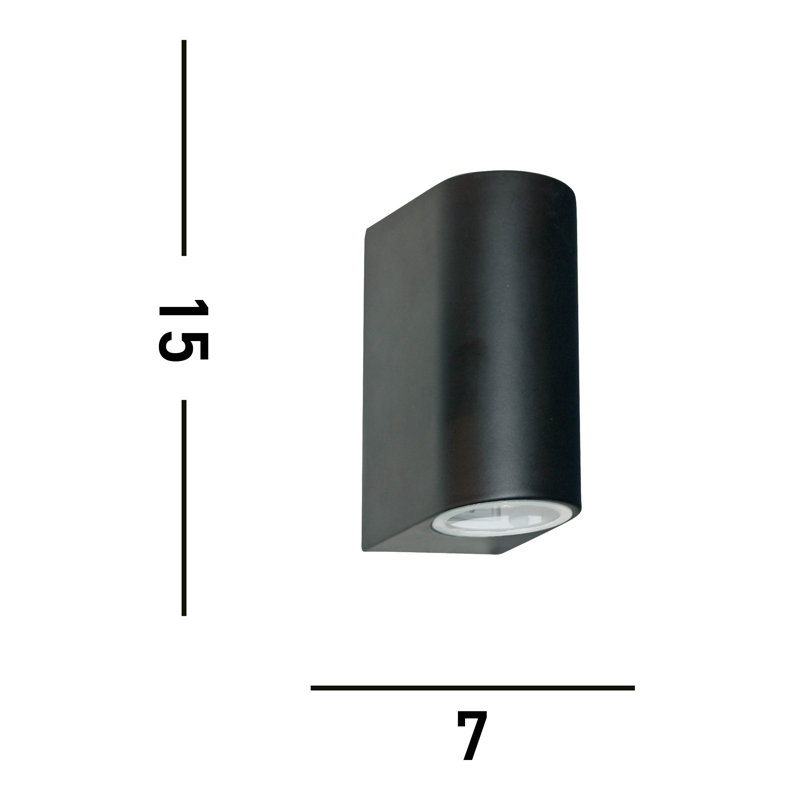Amelia Powder Coated Finish 2 - Bulb 15cm H Outdoor Armed Sconce, Black