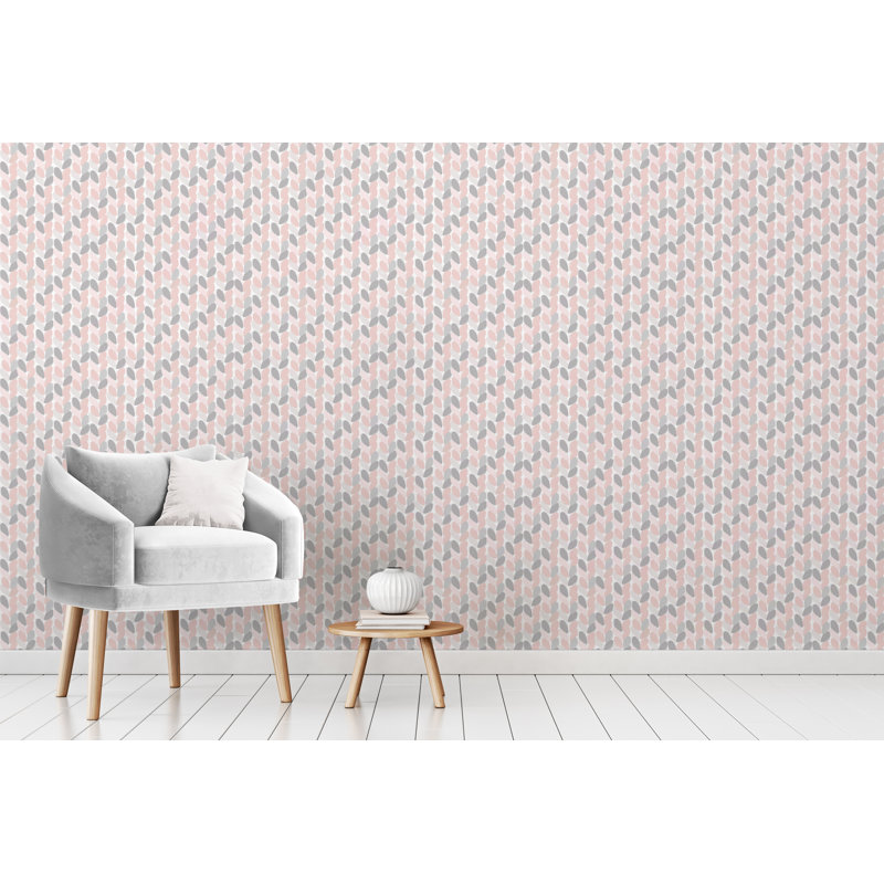 Panneau de papier peint adhésif Hecuba, L 4 po x l 24 po, Rose / Gris
