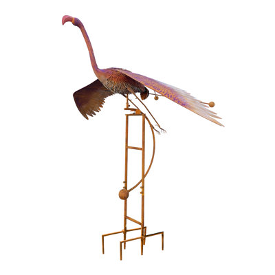 Gibb Flying Big Flamingo Kinetic Rocker Garden Stake