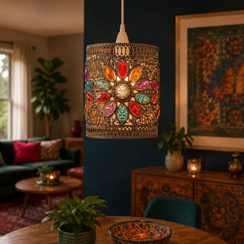 17cm Amber Drum Pendant Shade