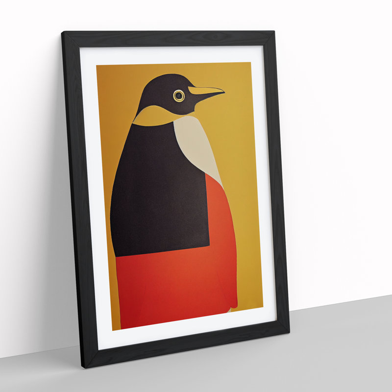 Modern Abstract Penguin No.2 - Framed Print, Black, 64cm H x 46cm W x 2cm D