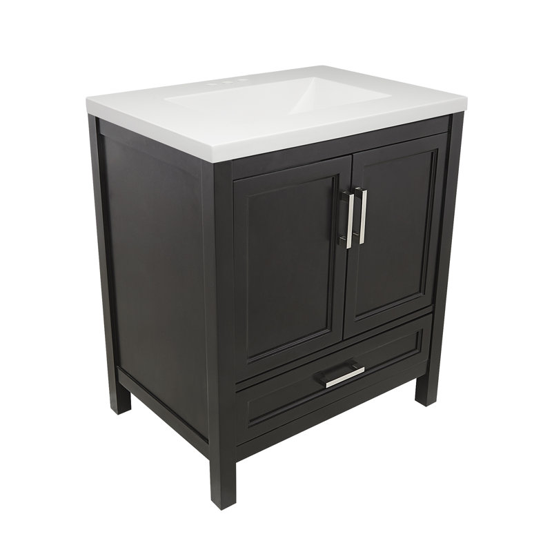 Ensemble de meuble-lavabo simple 37 po Aldino, Espresso, Blanc