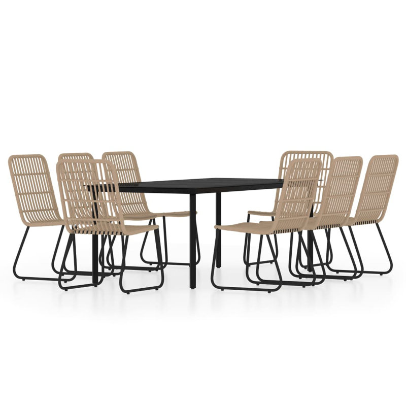Long Dining Set, 29.1" H x 78.8" W x 39.4" D, 8, Oak