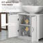 Meuble-lavabo de salle de bain, meuble-lavabo piédestal avec tablette réglable, blanc