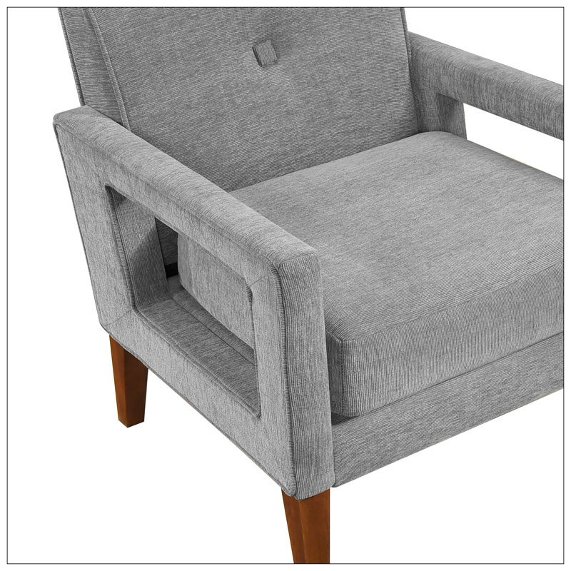 Chaise d'appoint de style Mid-Century de 29 po Eleena - Chenille, Gris chenille