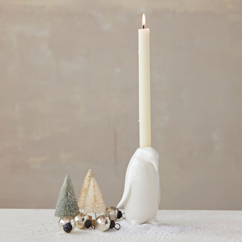 Stoneware Penguin Taper Holder