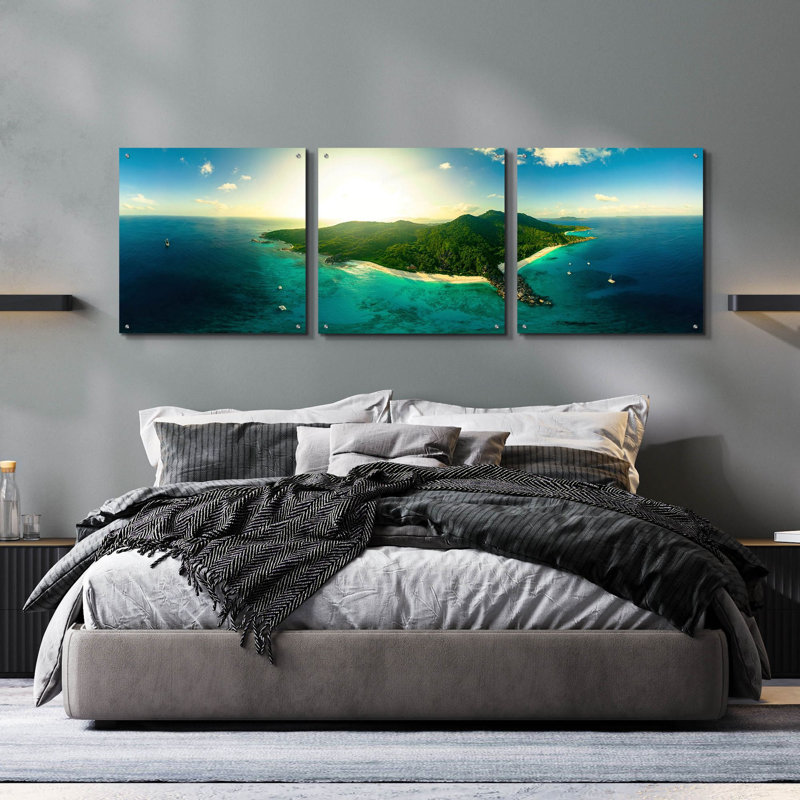 «LaDigue» par Epic Portfolio, art mural en verre acrylique, ensemble de 3 pièces, H 24 po x l 72 po
