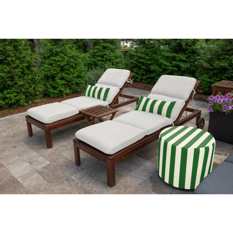 Casual Cushion Stripe Sunbrella® Fabric 1-Piece Indoor/Outdoor Lumbar Pillow, 22"W x 9"L, Maxim Forest Green