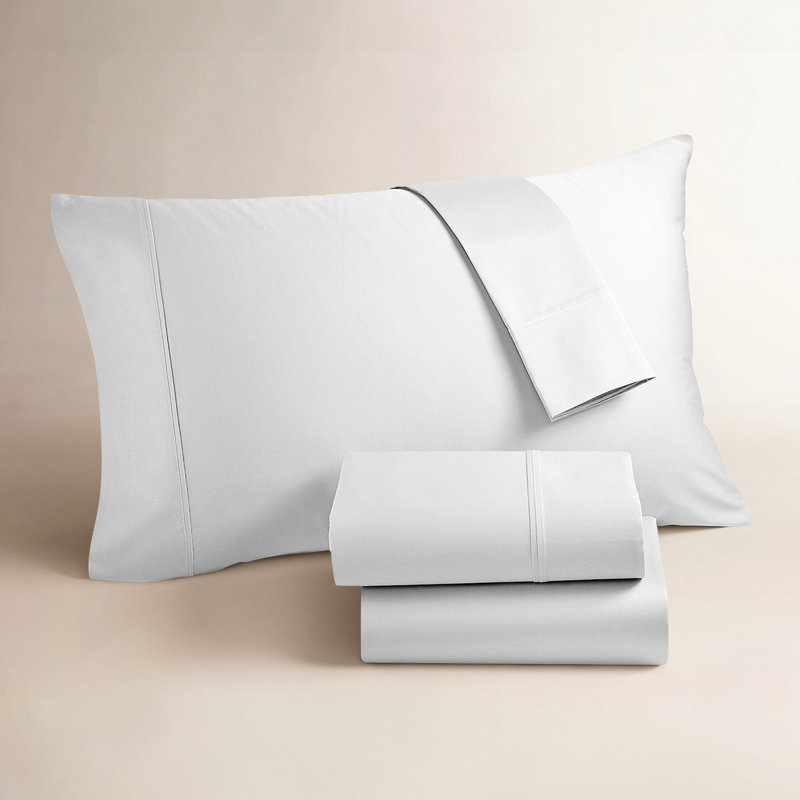 Ultimate Percale 100% Cotton Cool & Crisp Sheet Set, King Sheet Set with 2 Pillowcases, White