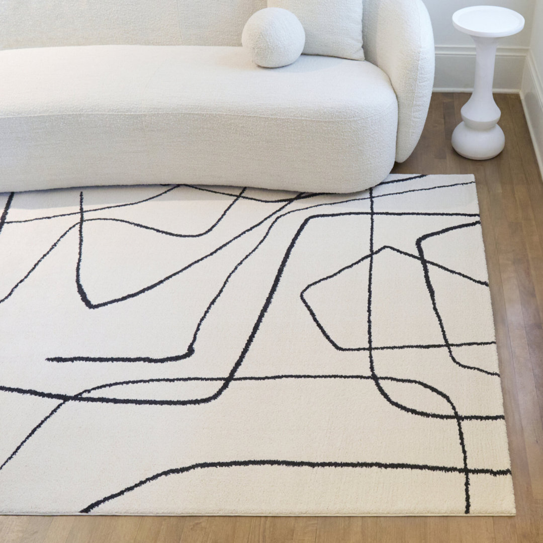 Goodrow Abstract Charcoal/White Area Rug Mercury Row® Rug 