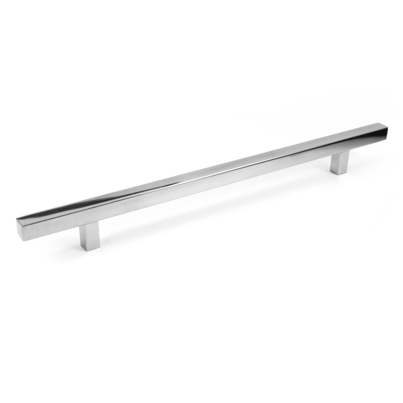 Pi Square Cabinet 8 1/2" Center to Center Bar Pull, Polished Chrome