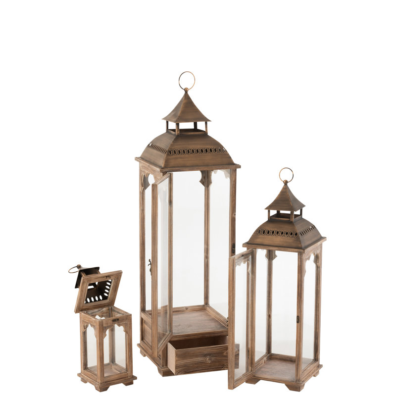 Cozy 3 Piece Wood Tabletop Lantern Set