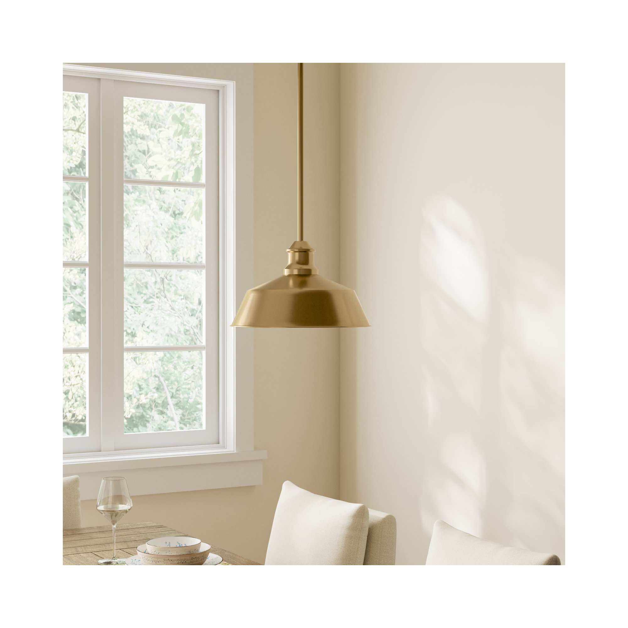 Jeb Single Light Metal Dimmable Pendant, Natural Brass