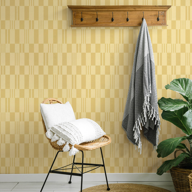 Papier peint rayé soleil, Yellow