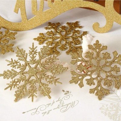 48Pcs Christmas Tree Ornaments Set Christmas Balls Glitter Poinsettia Flowers Snowflakes Decorations