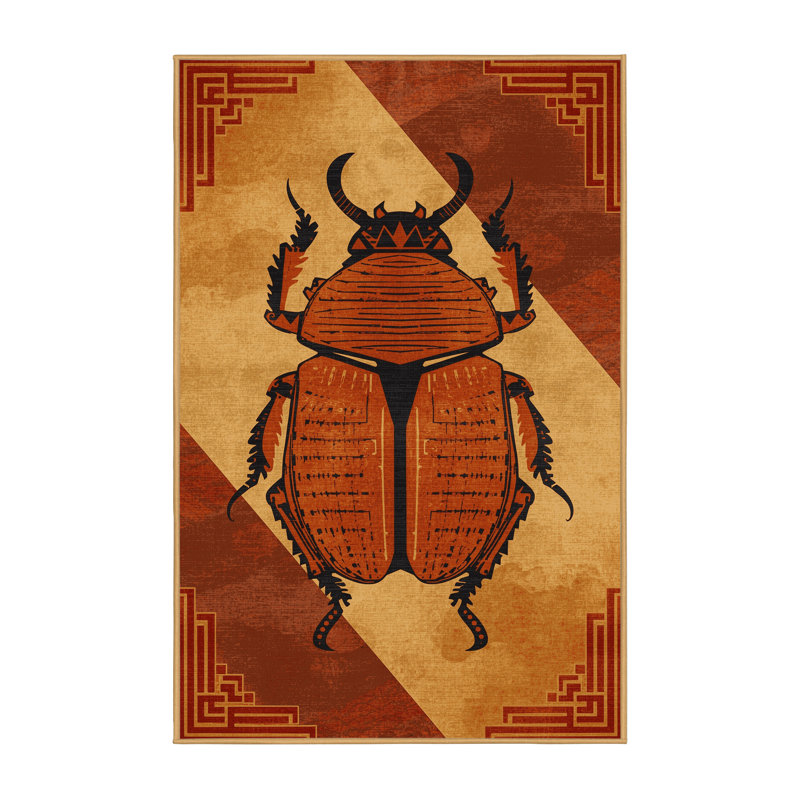 Machine Washable Warleigh Traditional Oriental Rug in Brown – LightBrown Binding, 8x12