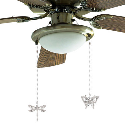 Ensemble de 2 rallonges à chaîne pour ventilateur de plafond, 12,6 pouces de long avec ornements décoratifs en forme de libellule et de papillon pour ventilateur et lumière