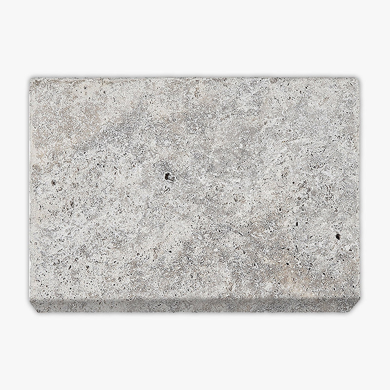 Silver Tumbled 16x24 Travertine Paver, Gray