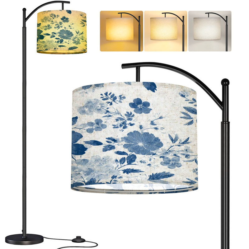  Lampe arc sur pied à motif floral sans couture Denim