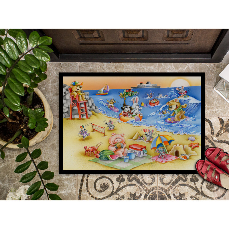 Paillasson d’extérieur antidérapant pour animaux de la plage Kishan, Rectangle 2 pi x 3 pi