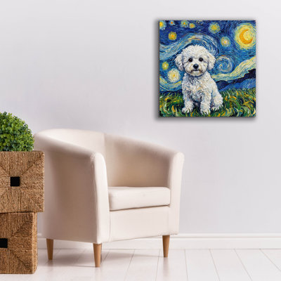  'Bichon Frise Starry Night' by Rich Monet Canvas Wall Art, 26" x 26"