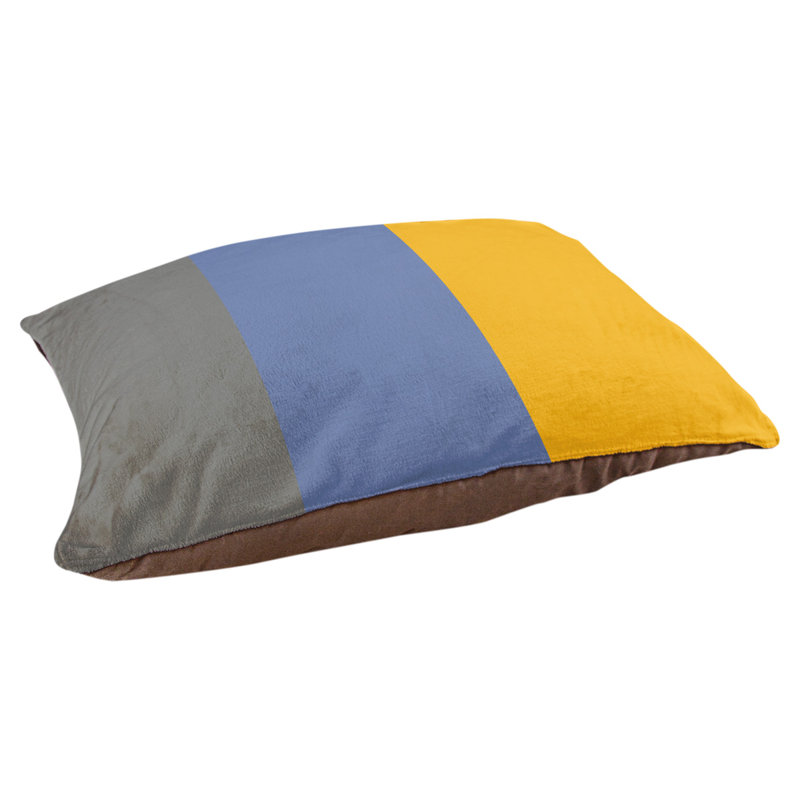Memphis Polyester Pet Bed, Medium (28" W x 18" D x 9.5" H), Basketball Gray/Basketball Blue/Basketball Yellow