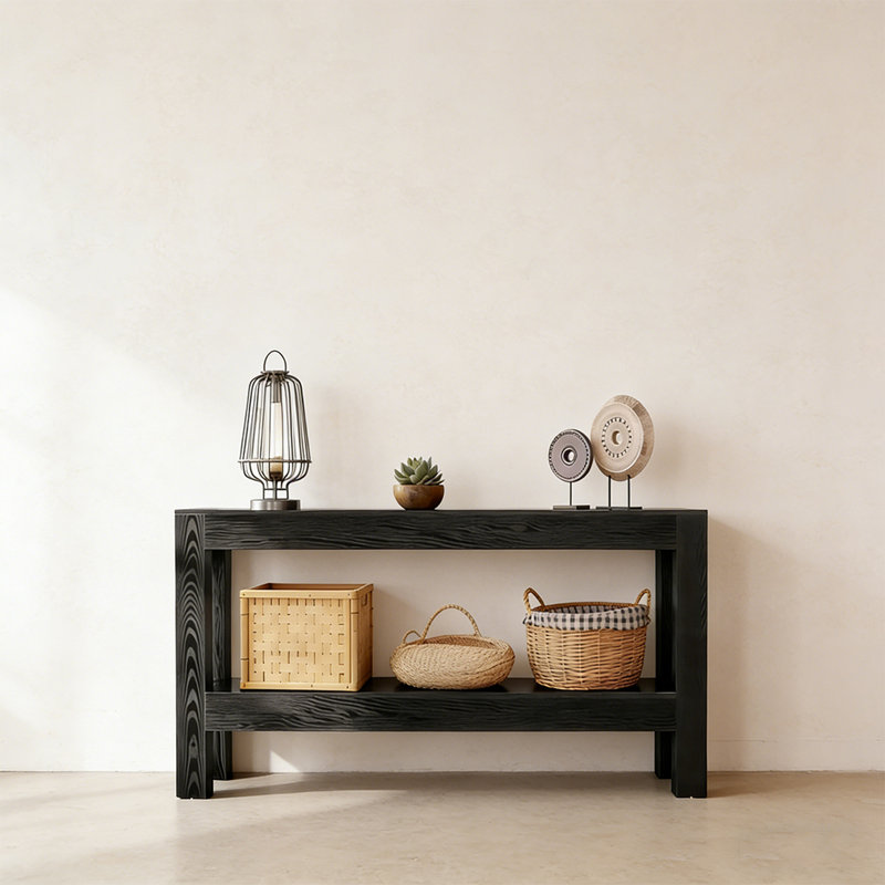 Console Retro Minimalist, 29,53 po H x 39,37 po L x 13,78 po P, Noir