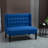 Blue Wingback Double Couch With Soft Cushion And Wood Frame Structure Elegant Linen Fabric Button Tufting Robust Legs,