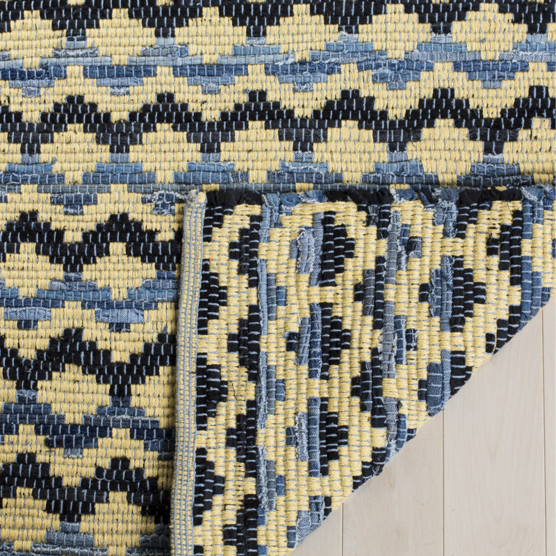 Annia Hand Woven Cotton Geometric Rug, Rectangle 5' x 8'