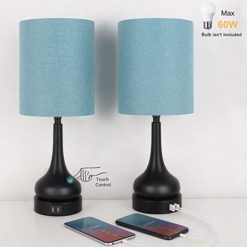 Ensemble de 2 lampes de bureau à contrôle tactile avec deux ports de charge USB