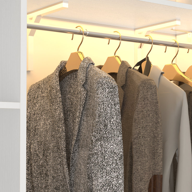  20.5'' - 96" W Closet System with Wooden Drawers and Hanging Rods(Cut to Fit), White