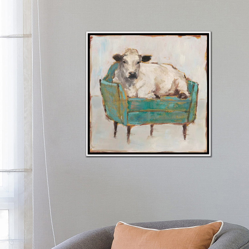 «Moo-ving in I» par Ethan Harper - Peinture, Toile blanche encadrée, H 26 po x l 26 po x P 1,5 po