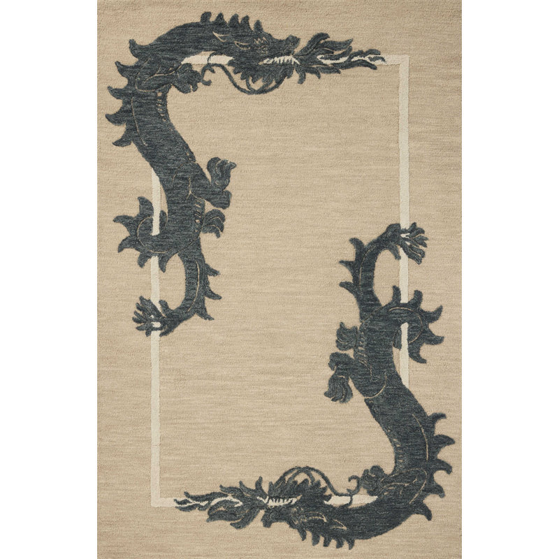Tapis gruau / minuit Brigette Romanek Romi, Rectangle 5 pi x 7 pi 6 po