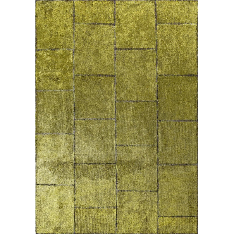Rapture Patchwork Area Rug in Green, Rectangle 9'10" x 14'