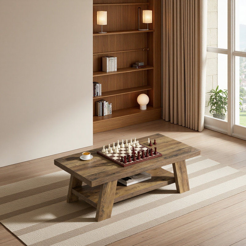 Rustic Tea Table,Spacious Coffee Table,2-Tier Center Table