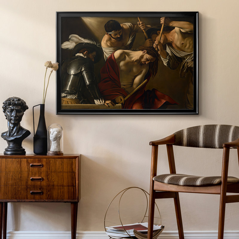 Le couronnement avec des épines (version de Vienne) - Toile tendue avec châssis Caravaggio - c. 1603-1607, 22,5 x 30,5, Noir