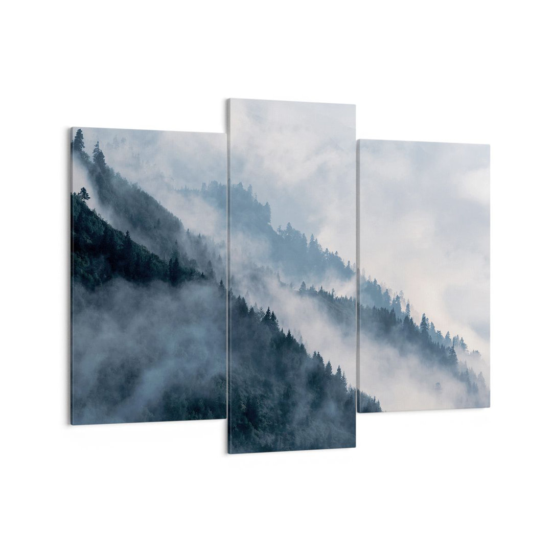 3-tlg. Leinwandbilder-Set Mountains Fog Trees