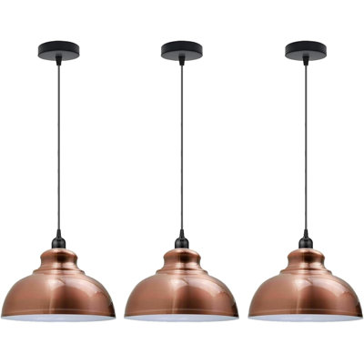 Ensemble de 3 luminaires suspendus modernes, plafonniers suspendus en métal avec cordon réglable, éclairage de base E26 pour îlot de cuisine, salle à manger, chambre à coucher, couloir, style contemporain