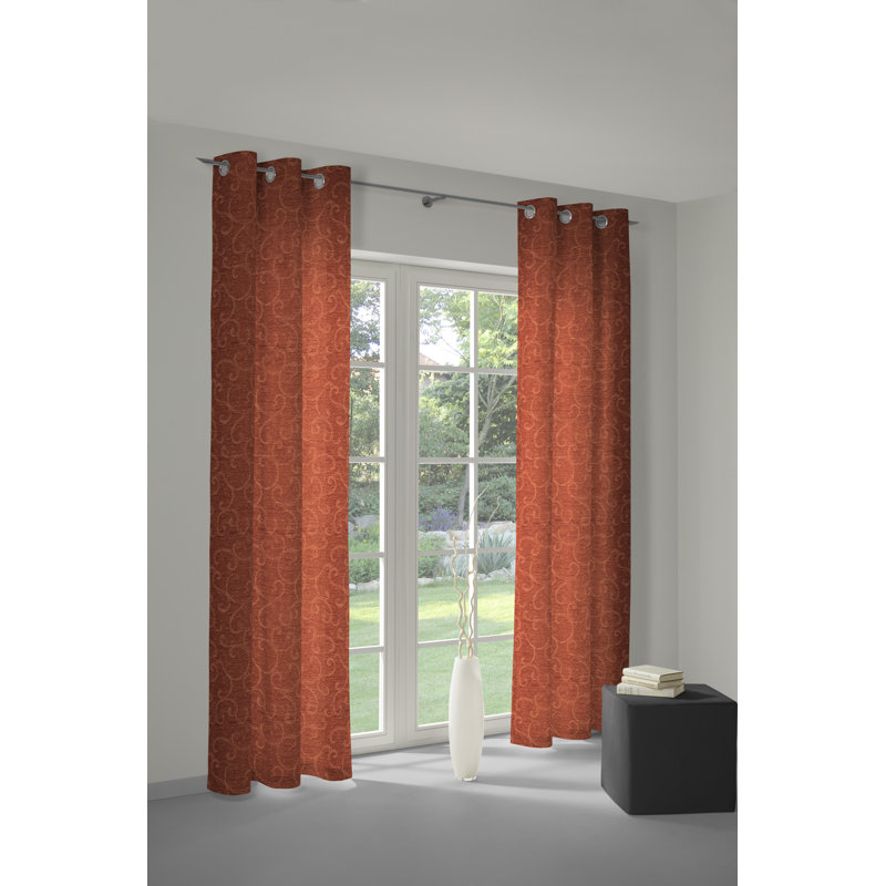 Siglerville Eyelet Curtain Single Panel, opaque, 132 W x 225 D cm, Terra