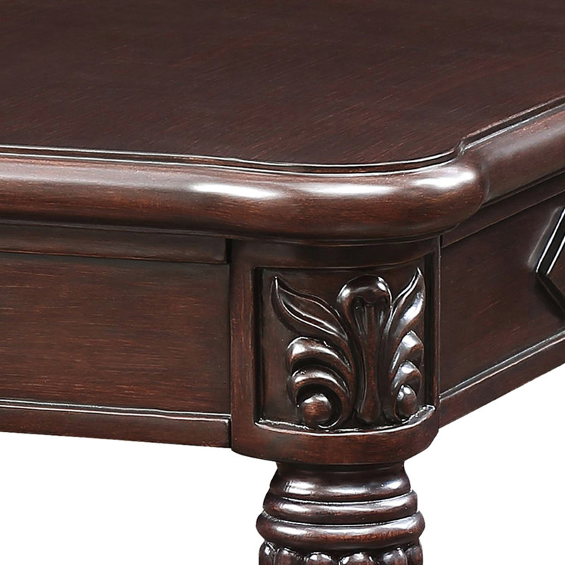 Table de bout rectangulaire à finition chaude pour espace de vie classique avec pieds et détails