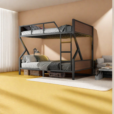 Lits superposés modernes en métal avec tablettes de rangement, peu encombrants, noir