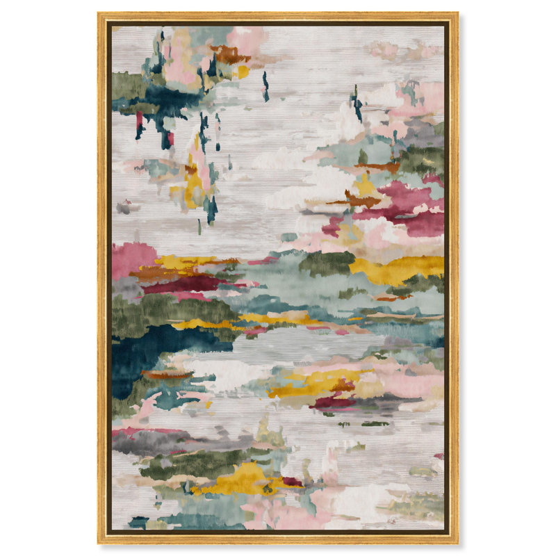 Décoration murale abstraite sur toile "Colorful Weave II" par Art Remedy, cadre doré, 10 x 15, H 16 po x l 11 po