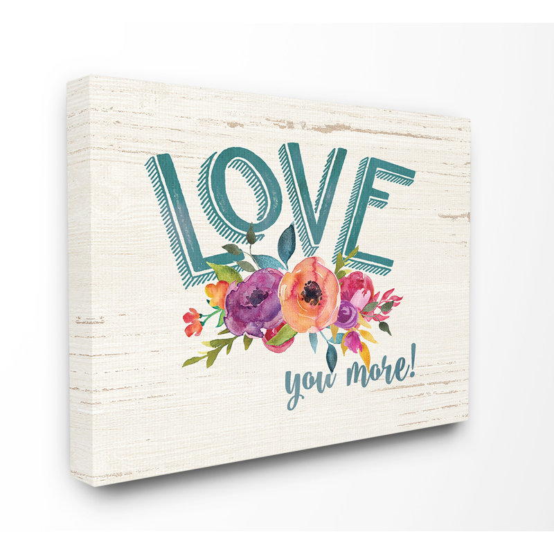 « love you more fleurs white wood », impression, H 16 po x l 20 po x P 1,5 po, Toile
