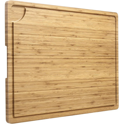 Extra Large Bamboo Cutting Board, 0.8" Thick Reversible Butcher Block With Deep Juice Grooves & Handles, Multipurpose Chopping Board for Meat, Vegetables