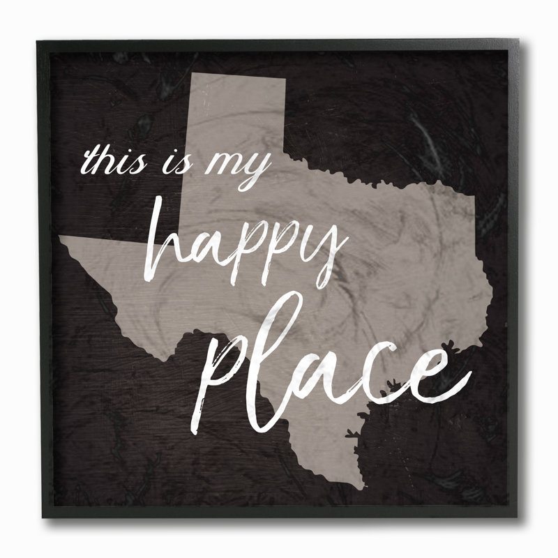 «This Is My Happy Place Texas» par Daphne Polselli - impression d'art textuel, Giclée encadrée noir minuit