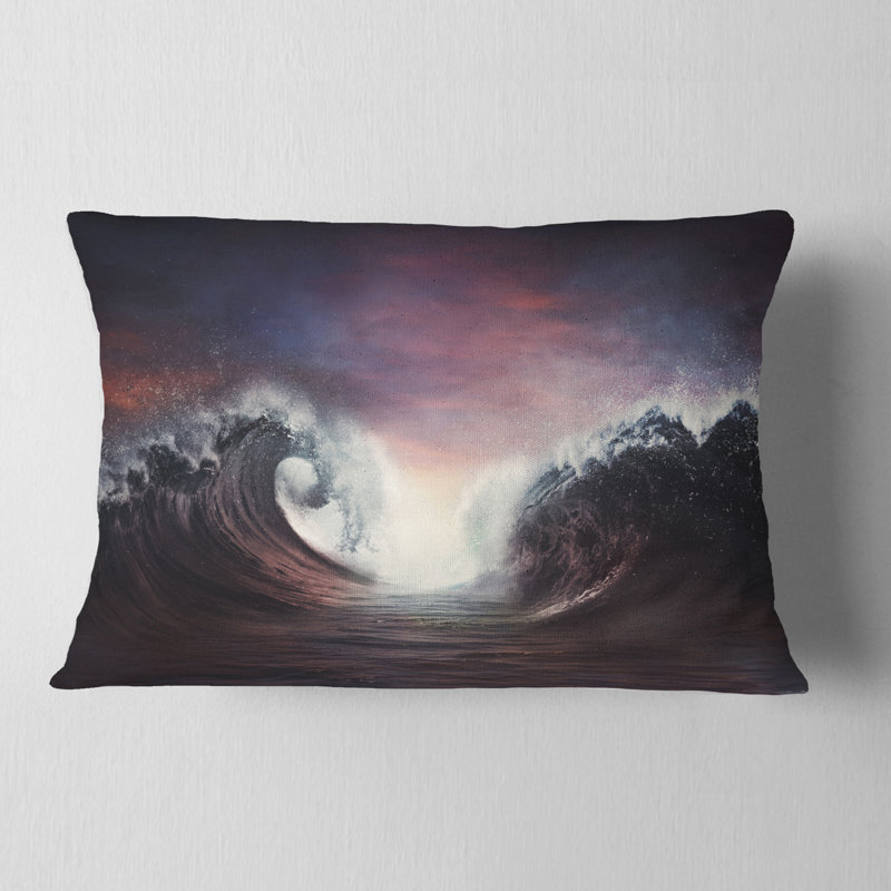 Coussin de partie foncé avec coussins colorés seascape, Rectangle 12" x 20"