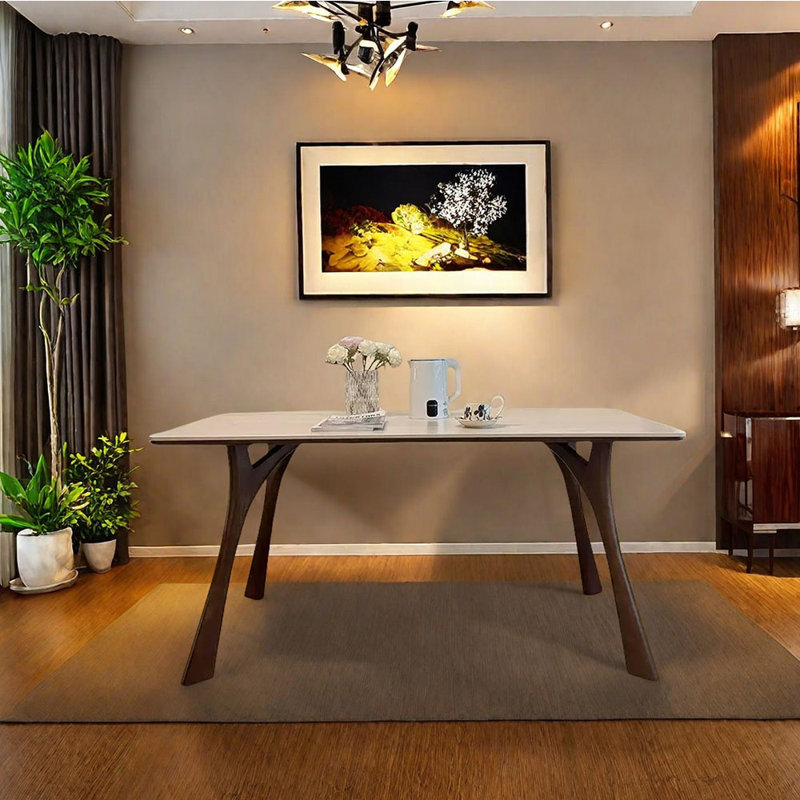 Sintered stone unique simple dining table, 29.53" H x 59.06" L x 31.5" W