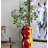Curved Ceramic Vase with Abstract Multicolored Finish-1945952681-1945952680